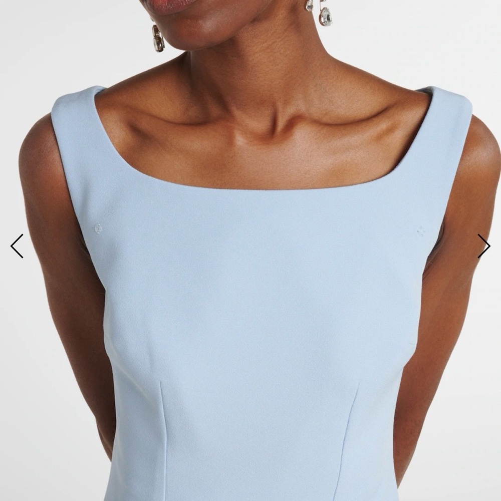 Light Blue Embellished Cape Sheath Dress - Picture 6 of 8